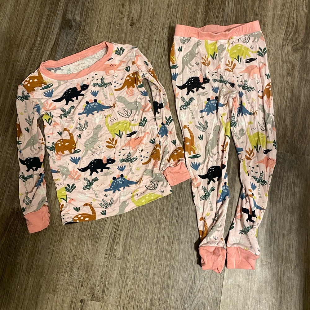 Little Sleepies Pink Jurassic Jungle Dinosaur 2 Piece Pajamas Size 3t